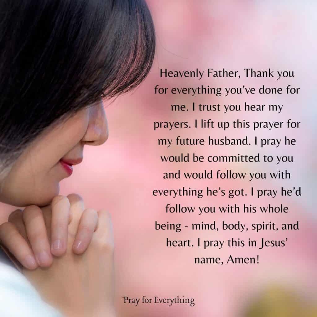 a woman praying Prayers for her Future Husband