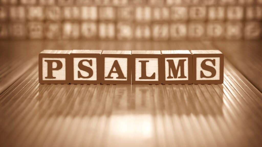 the word psalms spelled out with blocks