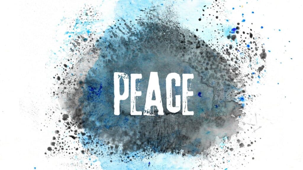 the word peace on a green and blue watercolor background