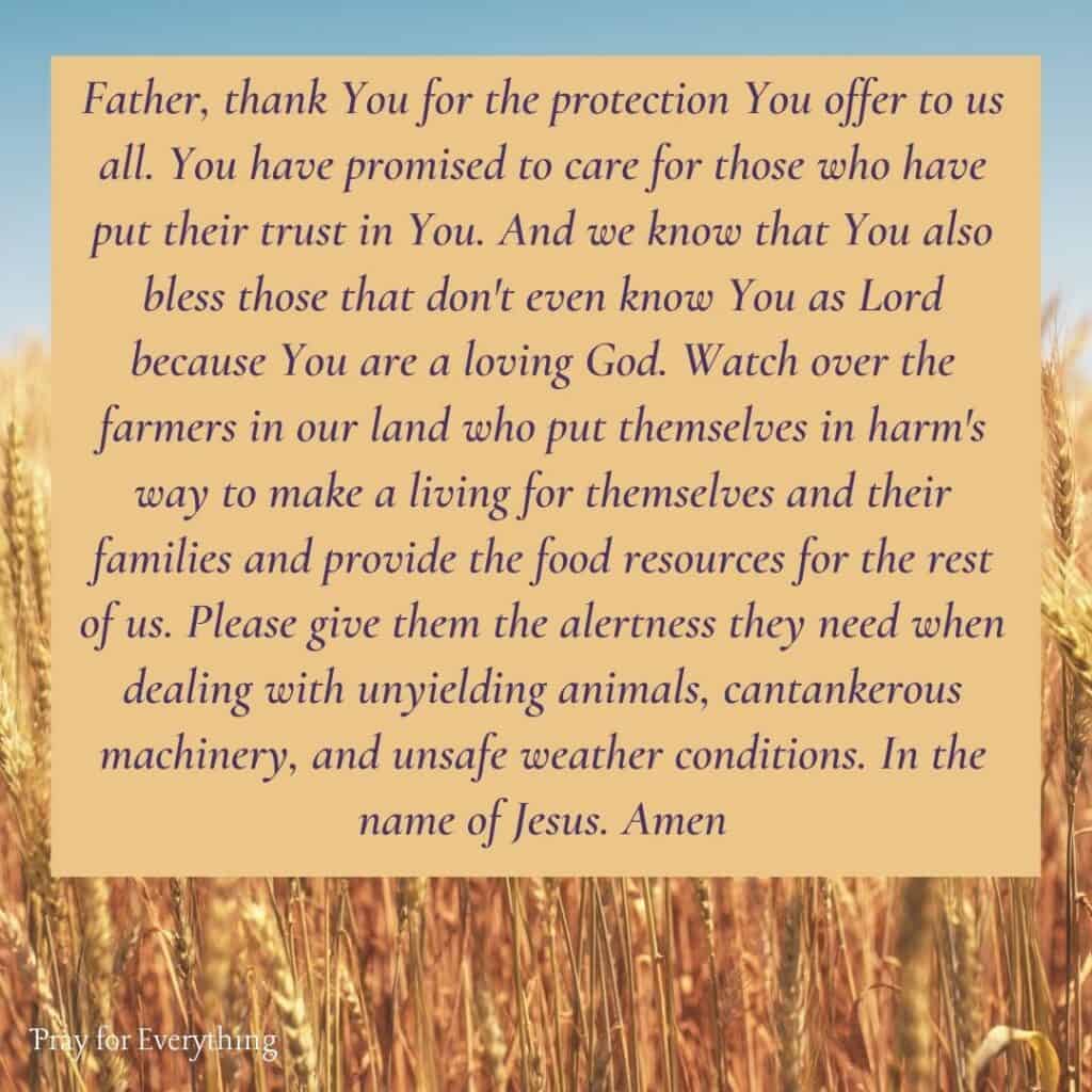 A Prayer for Farmers Safety