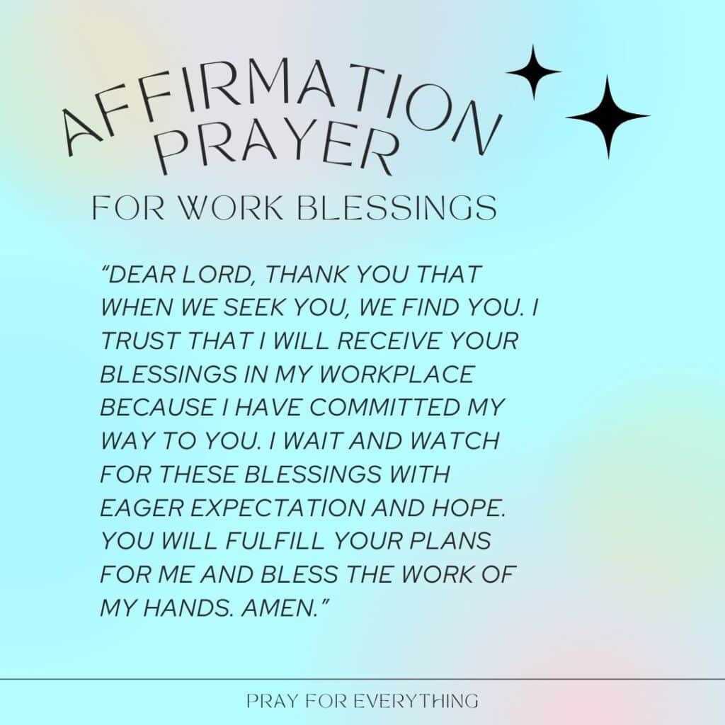 Affirmation Prayer for Work Blessings