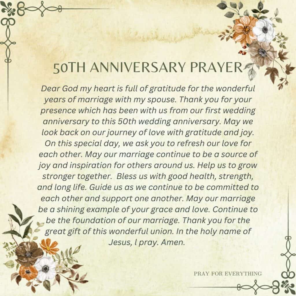 50th Anniverary Prayer